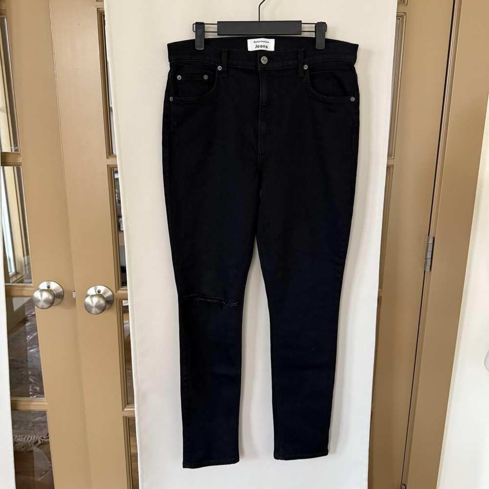 Reformation Womens 31 Faded Black Destroyed High & Skinny‎ Jeans